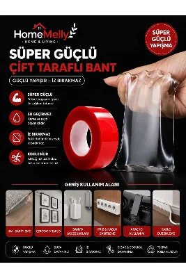 Çift Taraflı Şeffaf Silikon Bant – 2 m × 1,8 mm Montaj Bandı, Dayanıklı Ve Pratik