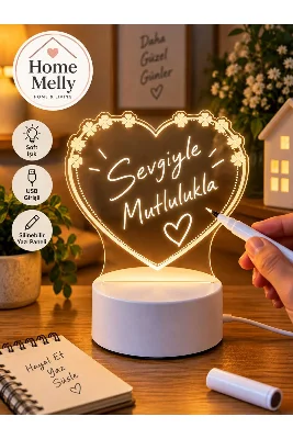 Işıklı Yazı Panosu Dekoratif Kişiselleştirilebilir, Ledli Masa Üstü Gece Lambası