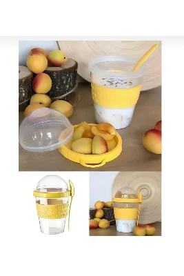 Kaşıklı Hazneli Yoğurt Müsli Granola Meyve Kuruyemiş Atıştırmalık Kabı