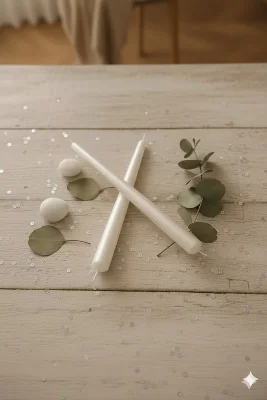 2'li Uzun İnce Dekoratif Şamdan Mum Seti – Masa ve Ev Dekorasyon Mumu