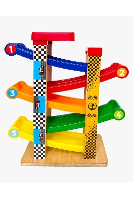 Car-Kay Montessori Oyuncak-3 Arabalı-Araba Rampası-Yarış Pisti