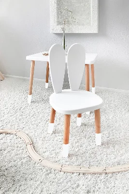 Ahşap Montessori Aktivite Masası Sandalyesi, Bunny Masa Sandalye, 1 Sandalye 1 Masa