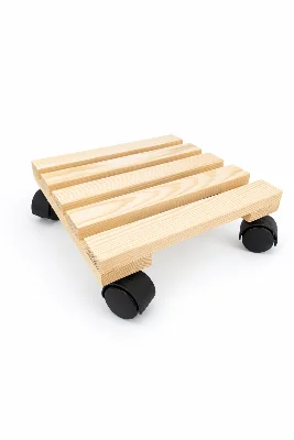 Vuud Ahşap Tekerlekli Damacana Altlığı ve Saksı Altlığı 30X30 Cm, Masif Ahşap, Damacana Stantı