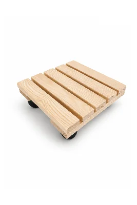 Ahşap Tekerlekli Damacana Altlığı ve Saksı Altlığı 25x25 Cm, Masif Ahşap, Damacana Stantı