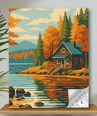 GÖL EVİ 40x50 SAYILARLA TUVAL BOYAMA SETİ
