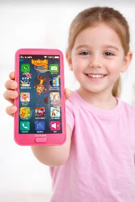 Kukuli Oyuncak Telefon – 12 Menü Sesli ve Işıklı Cep Telefonu (Pilli) (Pembe)