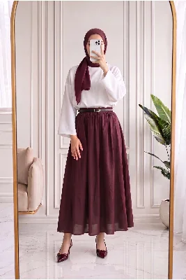 Zerbeste Astarlı Vual Etek-AS3065 Bordo