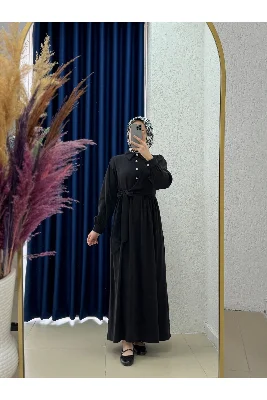 Zenessa Cupra Modal Bolerolu Elbise-NA2375 Siyah
