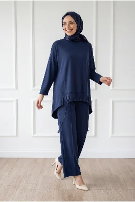 Aygün Altı Bağcıklı Pantolonlu Pike Takım-NL569.1 Lacivert